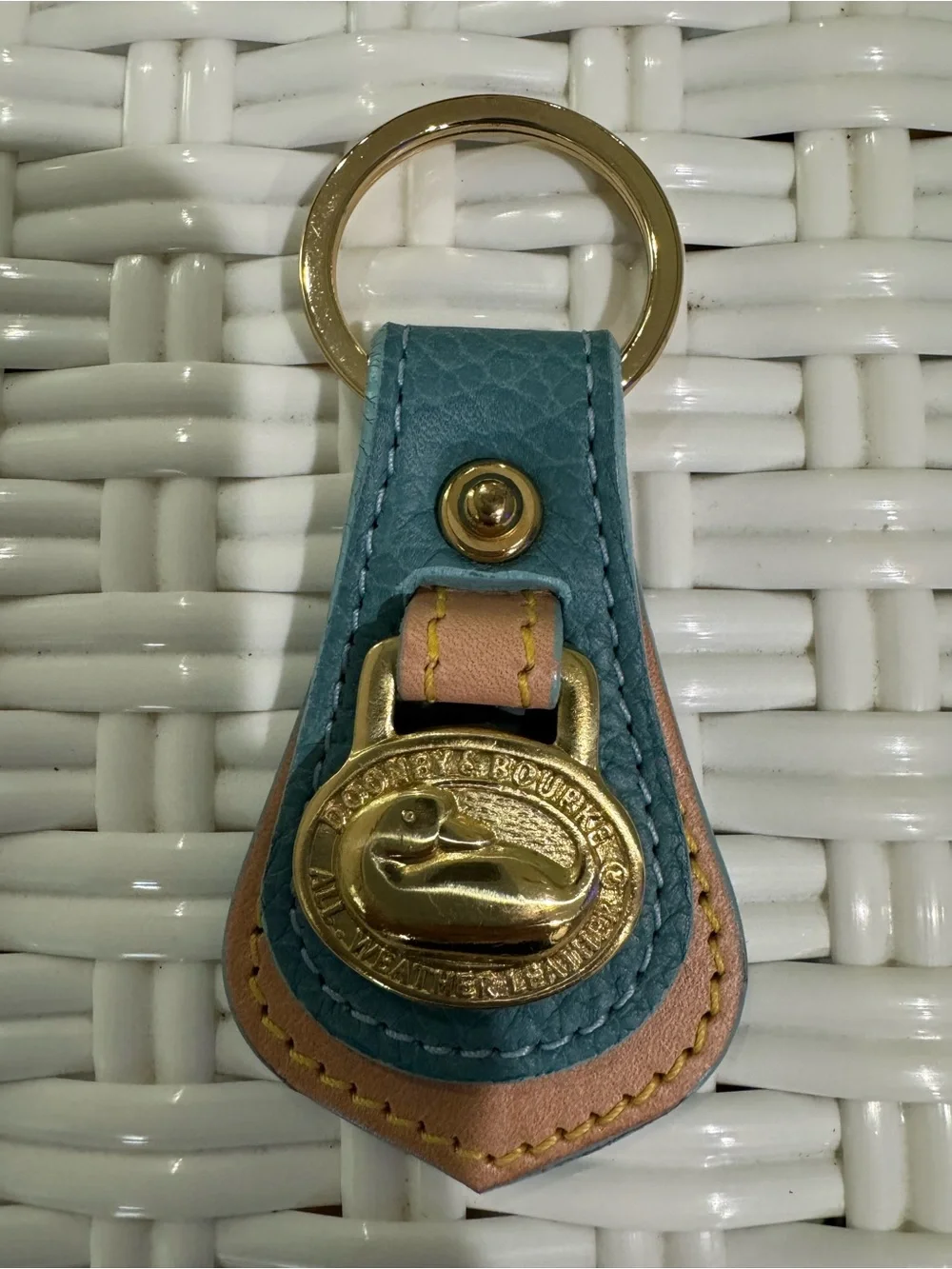 Vintage Dooney & Bourke blue all weather duck logo key fob/chain/bag charm NWOT
